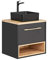 PIASKI Mobile lavabo Borneo 60 cm, mobile lavabo sospeso, con lavabo o piano di lavoro, mobile da bagno, colore rovere/grigio cosmos (con piano di lavoro)