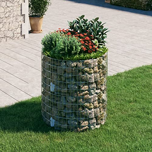 Gabionen-Säule Rund Verzinkter Stahl 100x100 cm Silber für Gartenprojekte