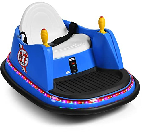 COSTWAY 6V Aufsitz Autoscooter mit bunten Lichtern und Musik, 360 Grad Rotation, Bumper Car für Kinder von 2-5 Jahren, inkl. 2,4 GHz Fernbedienung, bis zu 2km/h (Blau)