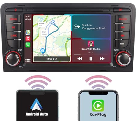 YZKONG Radio de Coche para Audi A3 S3 RS3 2003-2012 Compatible con inalámbrico CarPlay Android Auto, Repeptor de Radio de Auto táctil de 7 Pulgadas Am/FM/RDS/Bluetooth/USB