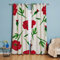 Michorinee Gardinen Blickdicht Vorhang Blumen Rot Flowers Grüne Blätter Muster Vintage Verdunkelungsvorhang mit Ösen Landhausstil Polyester für Fenster 2 Stücke 210 × 132cm (H × B)
