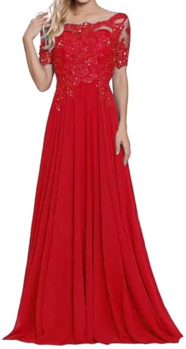 Sincemeet Damen Lange Mutter Der Braut Kleider Chiffon Perlen Spitzenkleid Brautjungfer Mit 1/553 Ärmeln Lang Formelle Abendkleid
