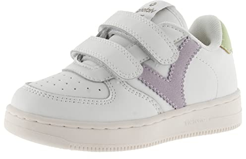 victoria Low-TOP Tiempo Lederoptik Logo IM Kontrast UND RIEMENVERSCHLUSS LILA 35