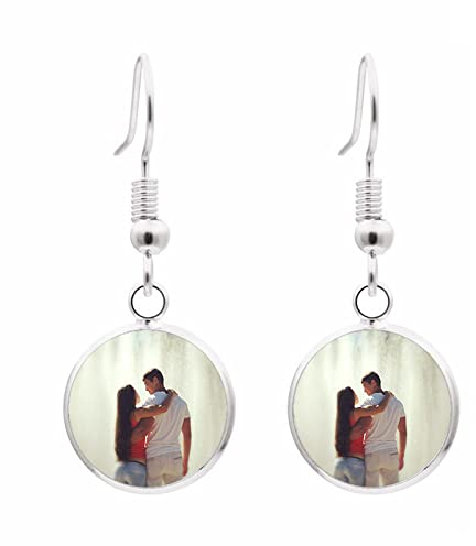Personalisierte Bilder-Ohrringe Für Frauen – Individuelle Foto-Ohrringe, Runde Zeitstein-Foto-Ohrringe, Individuelle Gedenk-Ohrringe, Schmuck, Individuelle Geschenke, Modische Ohrringe, Anhänger 3
