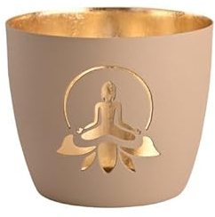 Windlicht Madras Lotus Yoga Silhouette Eisen Höhe 8,5 cm