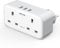 UK to European Plug Adapter with 3 USB, 2 Way Plug Extension with Dual 2 Pin Socket at The Bottom, Travel Adapter Plugs UK to Europe EU, Type E/F Plug Adaptor for Germany France Spain Turkey Greece
