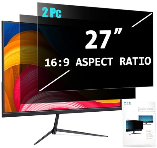 PYS 2 Pack Removable Computer Privacy Screen Filter for 27 inch Monitor 16:9 Aspect Ratio Anti-Glare Anti-Scratch UV-Blocking Screen Protector