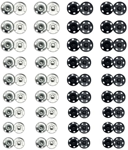 RTRTGS 36 Sätze Annähen Druckknöpfe aus Metall,8.5mm/15mm/21mm Snaps,Druckknopf Nähen,für Kleidern,Blusen,Handwerk,DIY,Handtasche