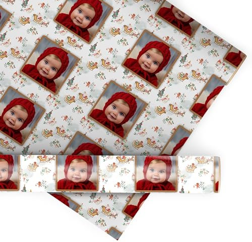 wandmotiv24 Geschenkpapier personalisiert, 100 x 70cm, 0.7 qm, Foto anpassen, Weihnachten, Elfen, Fotogeschenk, Geschenk für Freunde und Familie M0061