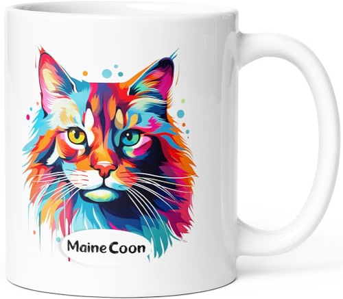 Luigi Collection Mug Chat Maine Coon Tasse Message Humour drôle Race Animaux. Idée Cadeau Original et Beau Ami Homme Femme Enfant Collègue pour Anniversaire Noël. Céramique 325ml