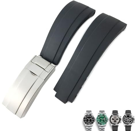 BUDAY 20 mm 21 mm Gummi Silikon Armband Fit für Rolex Submariner GMT OYSTERFLEX Daytona DEEPSEA Wasserdichtes Armband, 20 mm, Achat