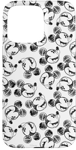 iPhone 15 Pro Max Disney Mickey Mouse Black and White Sketch Print Case