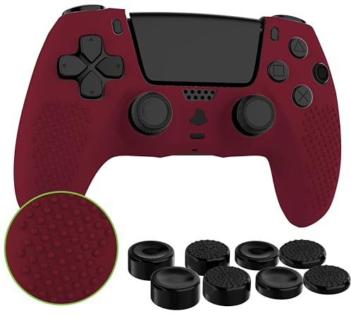 MyGadget Funda de Silicona Mando PS5 - con 8 Botones de Thumbsticks (2 Pares Altos | 2 Pares Bajos) - Carcasa para Playstation 5 Dualsense Wireless en Bordeaux