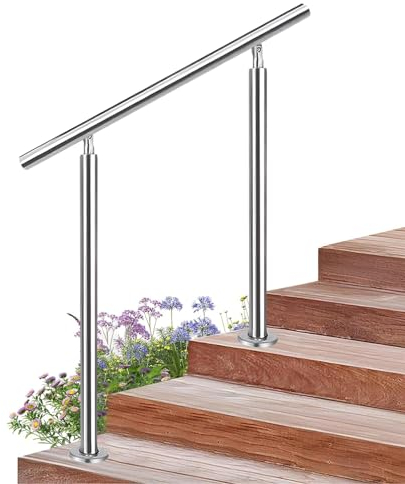 Treppengeländer-Handläufe für Außenstufen, verstellbarer Übergangshandlauf Edelstahl-Handläufe Bodenmontage Gartenhandlauf für Terrassen, Terrassen, Balkone(Farbe:Height 105cm,Size:150cm/59inch)