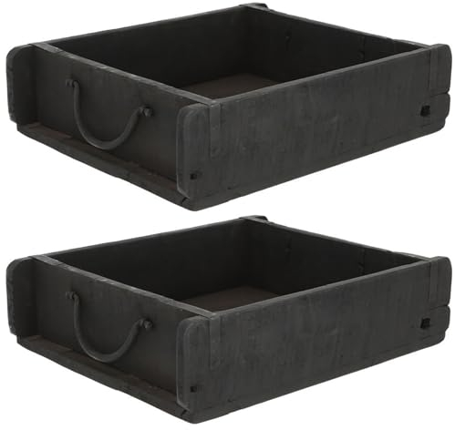 Novaliv 2x Holzkiste Vintage Schwarz 30 x 25 x 8 cm Alte Ziegelform Holz Groß Allzweckkiste aus recyceltem Altholz Jede Form EIN Unikat ? Vintage Kiste Deko