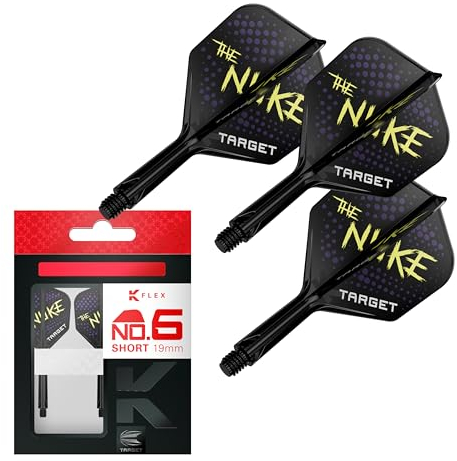 Target Darts Luke Littler K Flex Flights and Shaft System, Nr. 6 (Short, 19 mm) | 3er-Pack Kflex All In One Flights, The Nuke Player Edition Darts Accessories | K-Flex Dart Stem