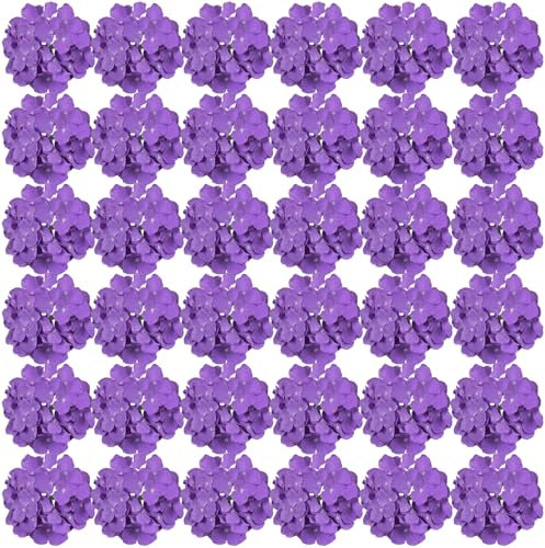 FagusHome 35 Pièces Têtes Fleur d'hydrangea 18CM Artificielle Fleur Artificielle avec Tiges Fausses Fleurs d'hortensia Bouquets pour Décoration (La Couleur Violette)