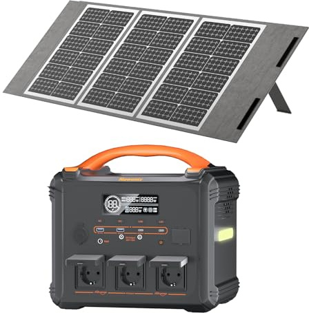 Newsmy 1102,5 Wh Tragbares Powerstation mit Solarpanel 100 W, Solargenerator LiMnFePO4-Akku für Camping-Heim-Backup