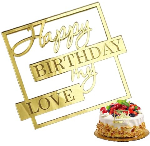 Happy Birthday My Love Cake Topper | Lover Birthday Cake Topper - Cake Decoration Lover Birthday Cake Topper Acrylic Elegant Birthday Decoration
