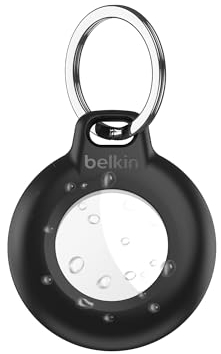 Belkin wasserfester Apple AirTag Secure Holder mit Schlüsselanhänger, robust und Kratzfest, AirTag Hülle, Accessoire für Schlüssel, Haustiere, Gepäck, Rucksäcke usw. – Schwarz (1er-Pack)