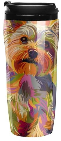 Cute Yorkshire Terrier Coffee Cup with Lid Travel Mug Tea Cups Coffee Tumbler for Women Men 350ml