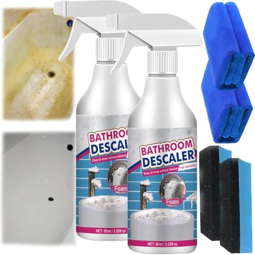 Stubborn Stains Cleaner, Multipurpose Bathroom Descaler Stubborn Stains Foam Cleaner, Powerful Stubborn Stains Limescale Cleaner, All-Purpose Cleaner for Glass Shower Doors (2, pcs)