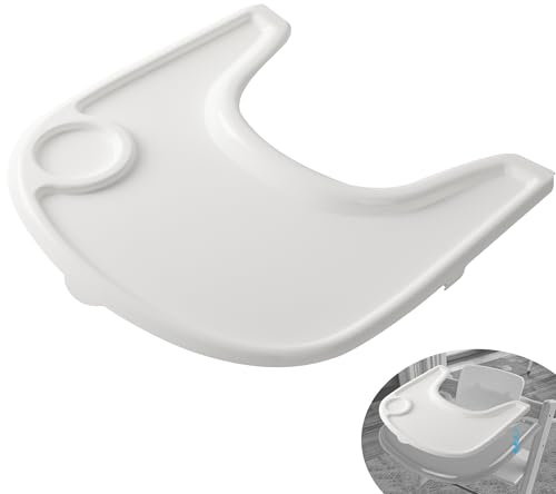 LuQiBabe High Chair Tray Cover Compatible with Stokke Tripp Trapp Chair with Cup Holder - Smooth Surface and Strong Suction - Made with Food-Safe Plastic (BPA BPS BPF Lead Phthalate Free) - White