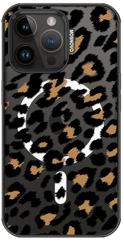 MOSNOVO for iPhone 14 Pro Max Case, Fit for MagSafe, Military-Grade Drop Protection, Shockproof Bumper, Cute Women Girl Magnetic Phone Case for iPhone 14 Pro Max, Leopard Print/Black