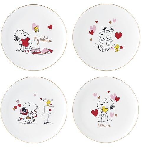 Lenox 897217 Snoopy Valentinstags-Akzentteller, 4 Stück, sortiert