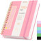 Smarpau B5 Spiral Notizbuch Liniert, Hardcover PVC Notizblock mit 320 Seiten 100gsm Dickes Papier zum Schreiben, Lined Journal für Frauen Männer Arbeit Büro Schule Reisen, 19 x 25cm-Rosa