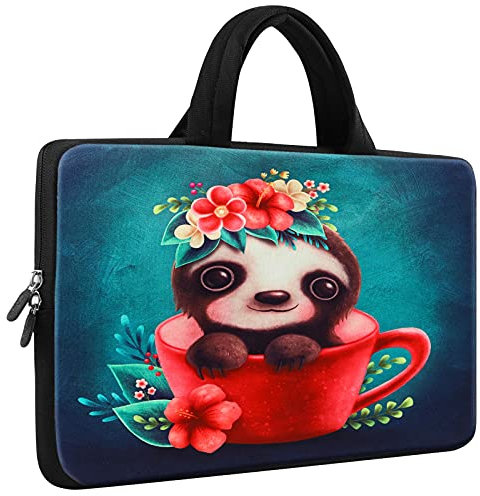 Mibbxea 15-15,6 Zoll Laptop-Tasche Hülle Sleeve,Neopren-Tragetasche für Computer,Chromebook,Ultrabook,Notebook Aktentasche mit Griff,kompatibel mit Dell HP Lenovo ASUS Acer (Niedlich Tassenbär)