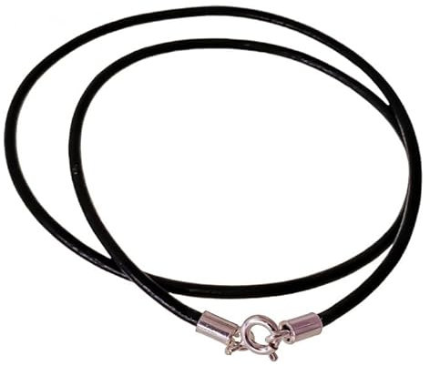 Minoplata Collier ras-du-cou en cuir noir 40 cm avec fermoir en argent sterling 925, 40cm, Cuir, Pas de gemme