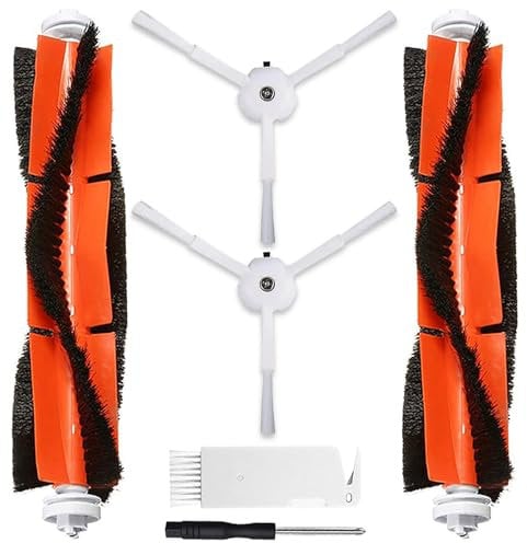 HoHumoca Brosses Principales Accessoires de Rechange pour Xiaomi Roborock S5 Max S6 Pure S6 MaxV S6 Max S4 Max S4 S5 S50 S51 S55 S6 S60 S65, 2 Brosse Principale, 2 Brosses Latérales