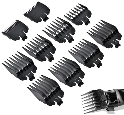 Xiciki Haarschneidemaschinen-Schutz-Set, 10 Größen, für | 10 Größen 1,5-25 mm Professionelle Haarschneidekammaufsätze für präzises Haarschneiden und Barttrimmen (schwarz)