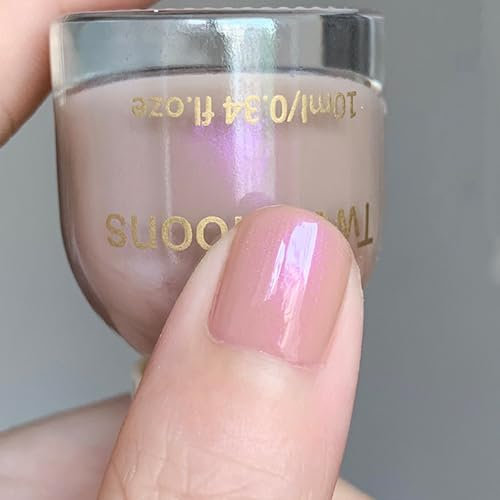 Pearl Nail Polish - Aurora Nude Nail Varnish - Quick Dry & Long Lasting Shimmer Iridescent Nail Polish - No Need UV Breathable Pink Glitter Nail Varnish - Chip Resistant for Women Girls