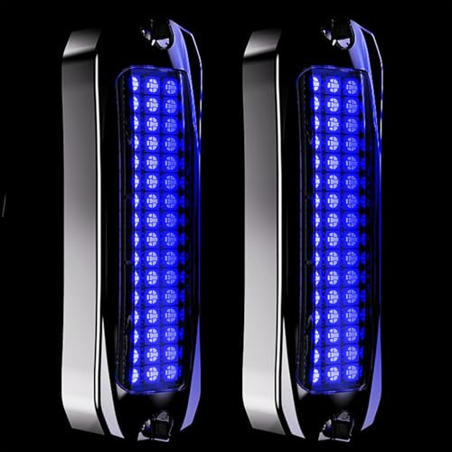 Greluma 2 Stk Wasserdichte 48 LEDs für Boote,Marine LED Leuchten,Innenbeleuchtung für Deck,Navigation,Heckkabine,Beleuchtung für Ponton,Fischerboot,Kajak,Segelboot,Bassboot,Schiff,12/24V,Blau