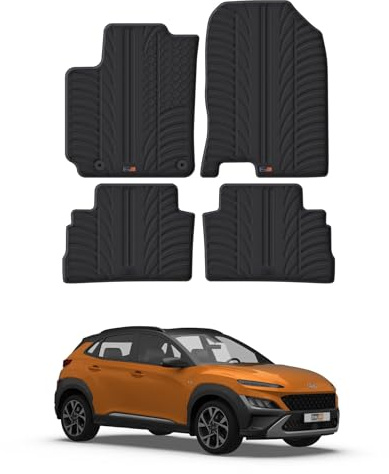 Travall Fussmatten Auto Set für Hyundai Kona (2017-2023) Auto Zubehör Innenraum 100% Passgenau Gummimatten Antirutsch Fußmatten Schwarz Robuste Pflegeleichte Gummifußmatten