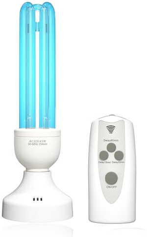 BrightArk 45W Ozon-Desinfektionslampe, E27 UV-Lampe, Keimtötende Lampe mit Ozon-Licht, mit Fernbedienung und Zeitschaltuhr, 45 Watt, UV mit Ozonproduktion