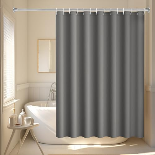 HIKPACKER Cortina de Ducha Antimoho Gris,200cm x180cm,para Bañera y Ducha | Cortina Baño Tela Impermeable Antimoho,Material PEVA Cortinas de Ducha con 12 Ganchos,Antibacteriano y Fácil de Limpiar