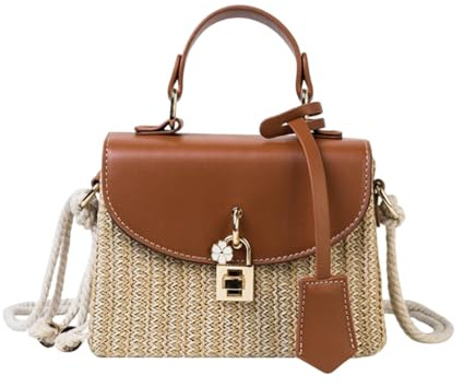 2026 Sac carré tissé en paille pour femme, sac de plage tissé, sac à main en rotin, sac à bandoulière tissé d'été, sac à main, sac à bandoulière