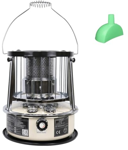 9000 BTU Poele a Petrole 2 En 1 Portable Feu a Petrole Electronique Sans Odeur Chauffage Pour Le Camping, Le Garage, La Maison Et Les Situations D'urgence,Off-white-Singleitem