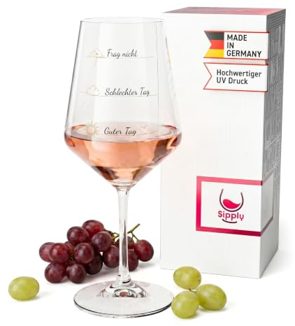 Sipply Weinglas mit Spruch Frag nicht Schlechter Tag Guter Tag 0,5l Glas lustig für Spritz Getränke Cocktails Sekt Schorle Bowle oder Saft