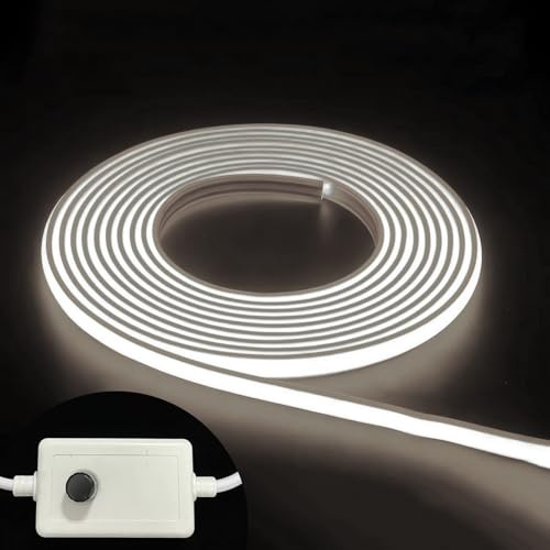 STHomedeco Striscia LED COB 220V da Esterno IP65 Dimmerabile(4000K,4m Dim) | 780 lm/m, 240 LED/m e luce a 180°; adesiva, flessibile e tagliabile ogni 10 cm per cucina, camera, soffitto e giardino.