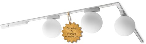 MNK_solution LED Schienensystem Komplettset 3 Glas Kugellampe Weiß | Zigbee dimmbar – Deckenlampe für Wohnzimmer, Küche, Esszimmer – moderne Deckenleuchte – Lichtschienensystem – Deckenstrahler