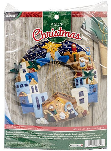 Bucilla Filz-Applikationskranz Stadt Bethlehem, Größe 33 x 32,5 cm, Blau, Braun, Grau