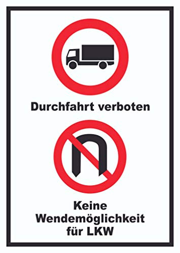HB-Druck Durchfahrt verboten LKW Keine Wendemöglichkeit für LKW A5 (148x210mm) Schild
