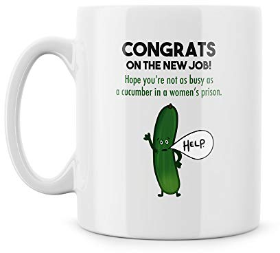 Funny Leaving Mugs Work Colleague Funny Leaving Gift New Job Gift As Busy As A Cucumber in A Women's Prison Novelty Profanity Coffee Mugs Witty Banter Gifts - MLW14