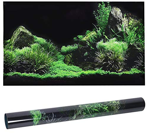 Aquarium Poster, Meeresboden Wasser Gras Aquarium Hintergrunddekoration 3D PVC Selbstklebende Aquarium Wallpaper Aufkleber für Aquarium Aquarium Dekoration(122 * 46cm)