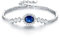 925 Sterling Silber Armbänder Damen Verstellbar Funkeln Saphir Prinzessin Diana Armband Frauen Schmuck Geschenke für Mama Frau Mädchen mit exquisiter Geschenkbeutel