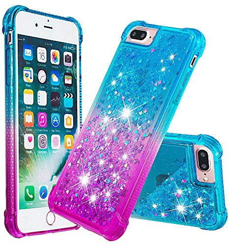 Glitter Case Compatible for iPhone 7 Plus/ 8 Plus Glitter Liquid Gradient Quicksand Case Bling Flowing Liquid Crystal Quicksand TPU Bumper Shock Protective Soft Silicone Phone Cover